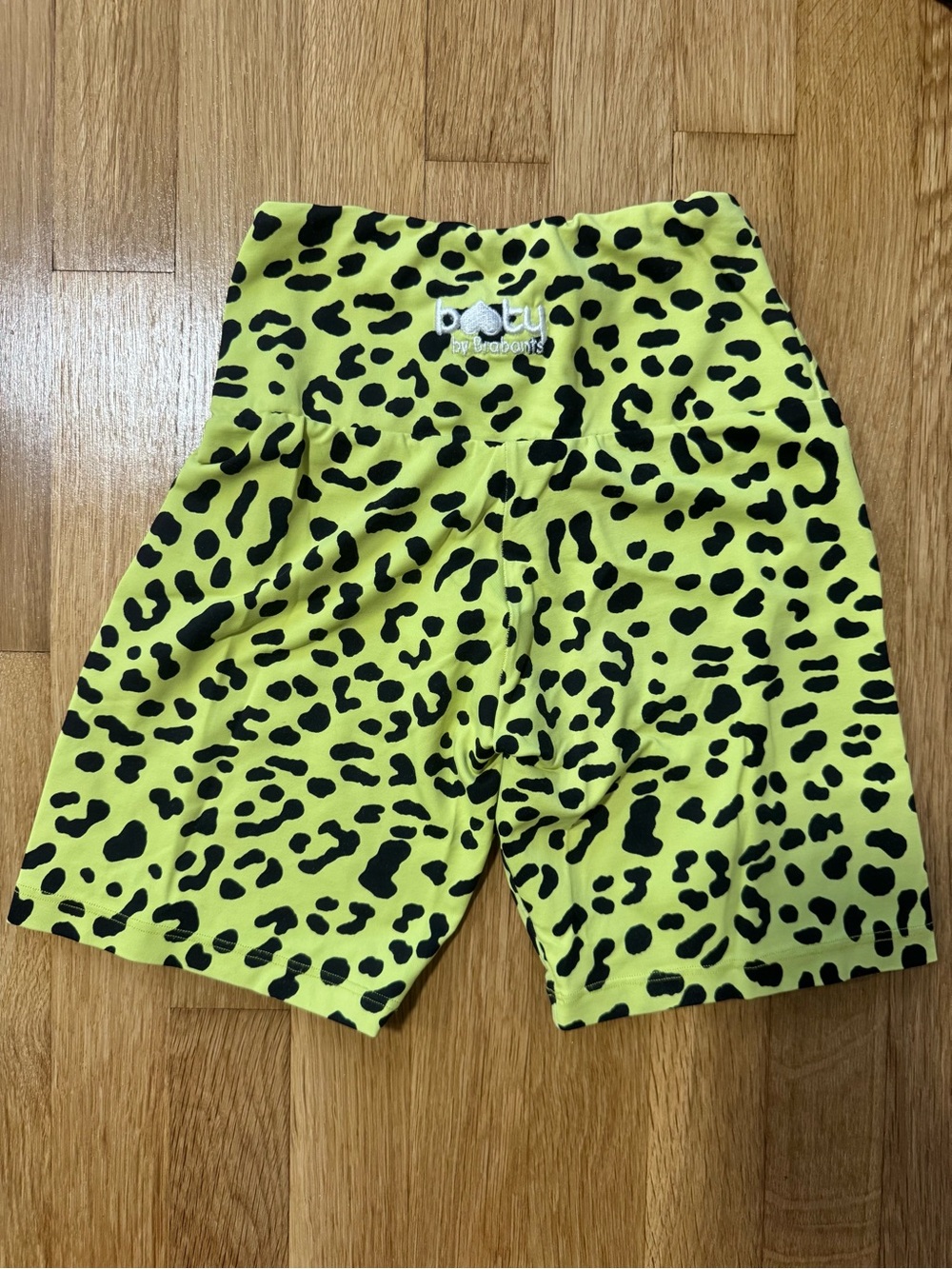 Booty by Brabants Neon Yellow Leopard Print Bike Shorts